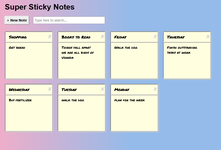 Image of the Sticky Note app landing page